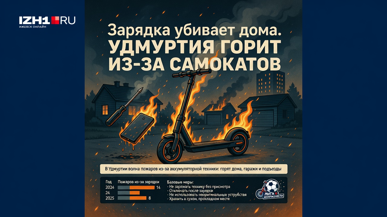 Зарядка убивает дома. Удмуртия горит из-за самокатов